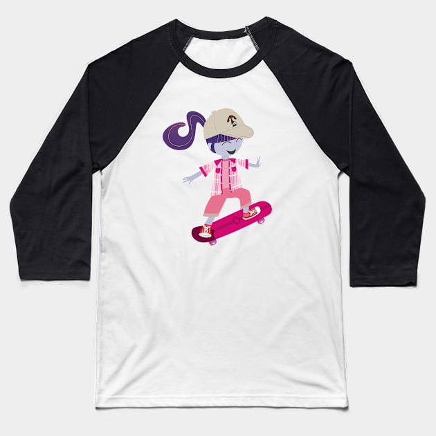 Skater Girl Baseball T-Shirt by Carla BaremB